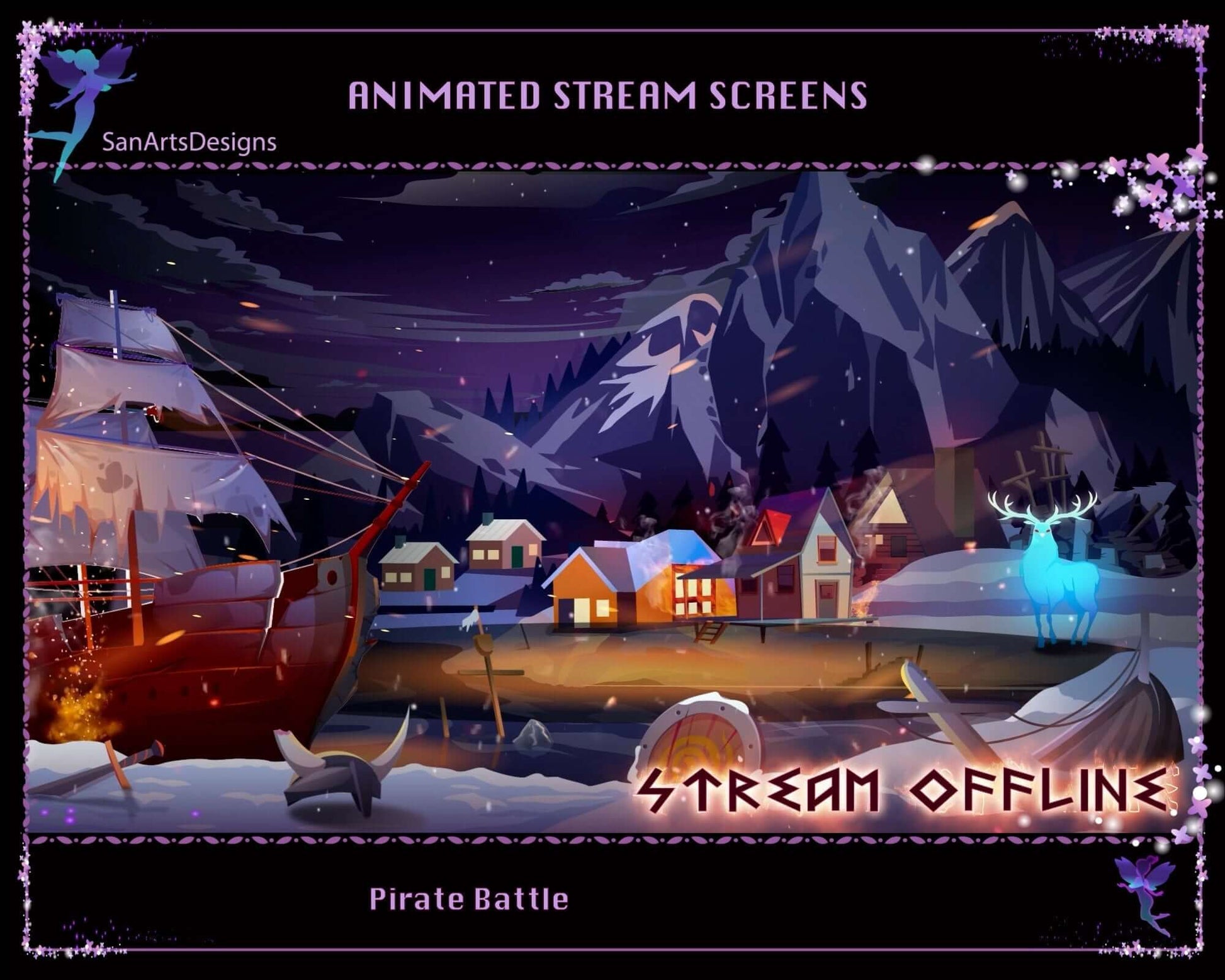 Animated Stream Scenes Pirate Battle - Overlay - Stream K-Arts