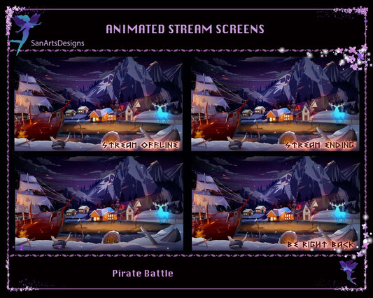 Animated Stream Scenes Pirate Battle - Overlay - Stream K-Arts