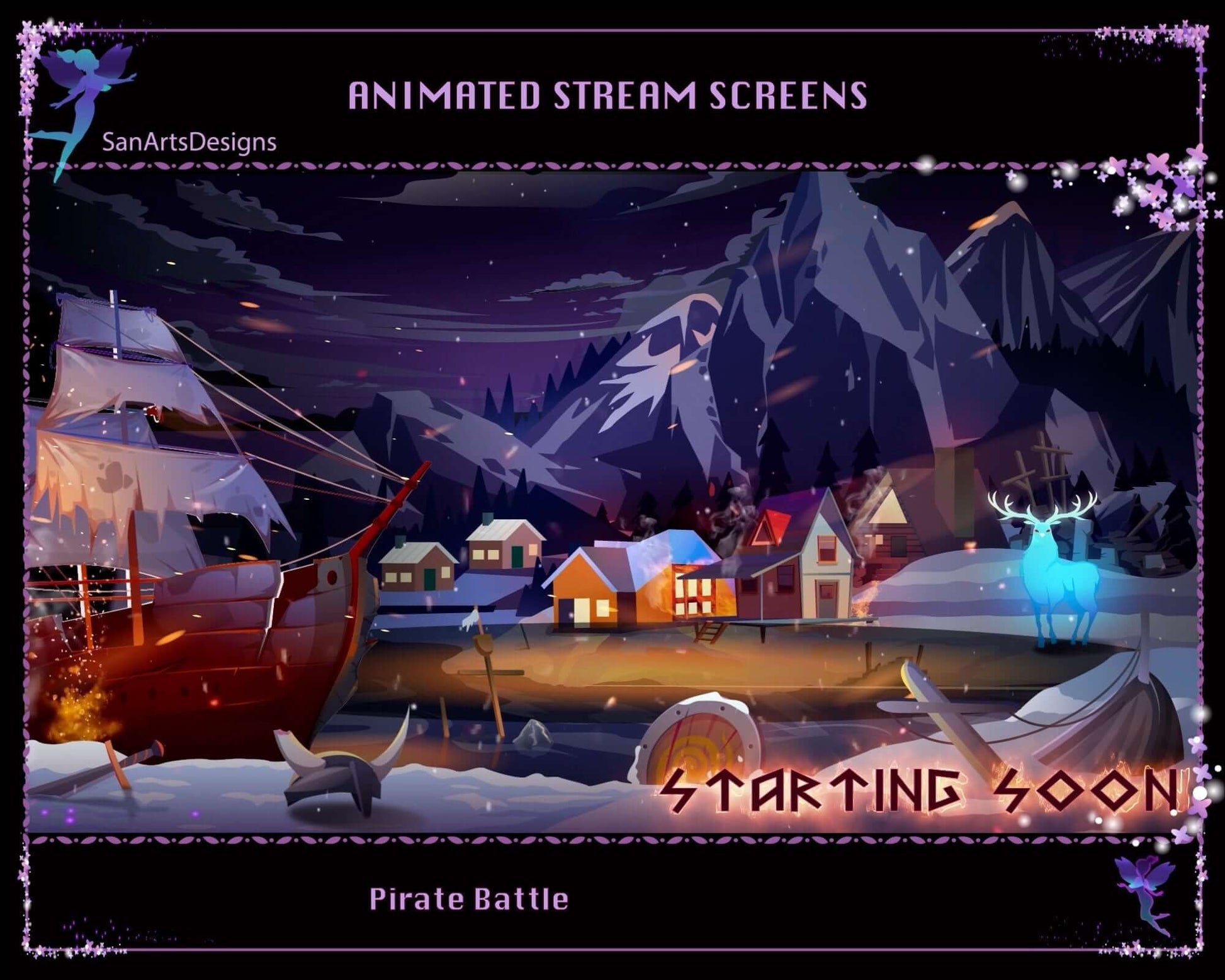 Animated Stream Scenes Pirate Battle - Overlay - Stream K-Arts