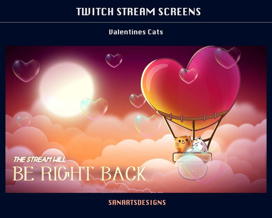 Animated Stream Scenes Valentines Cats - Package - Stream K-Arts