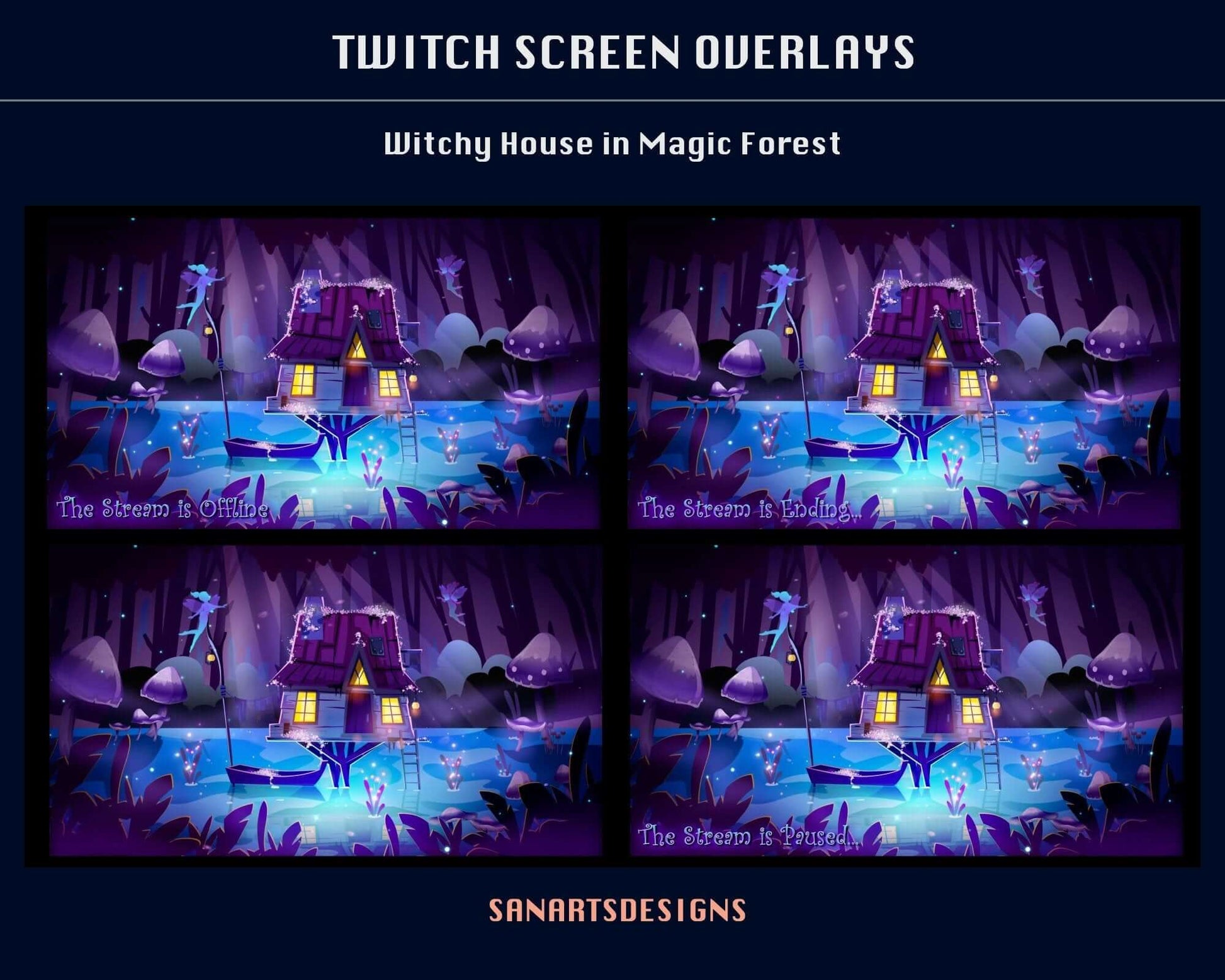 Animated Stream Scenes Witchy House in Magic Forest - Overlay - Stream K-Arts