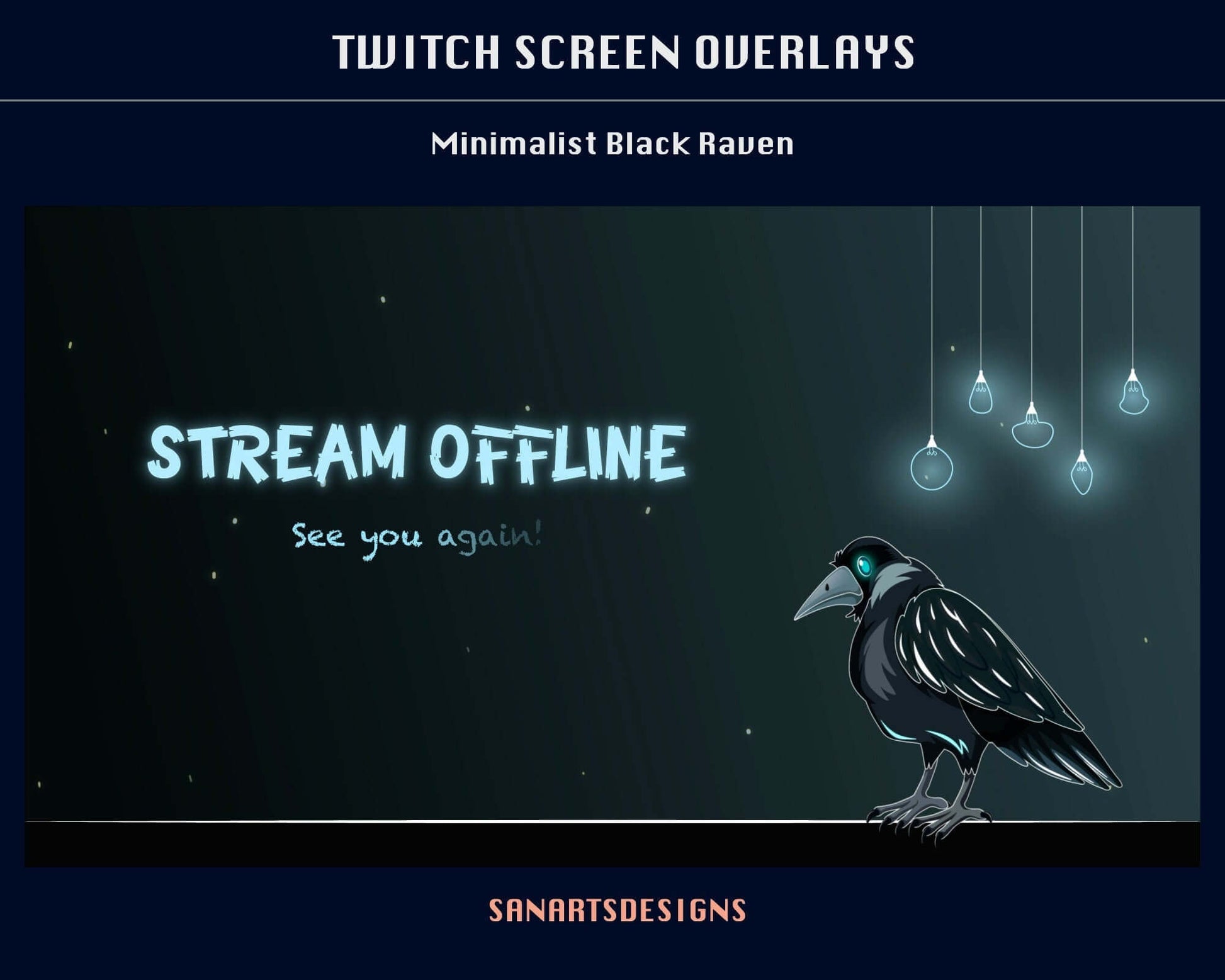 Animated Stream Screens Black Raven - Overlay - Stream K-Arts