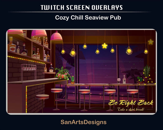 Animated Twitch Overlays Cozy Chill Pub - Overlay - Stream K-Arts