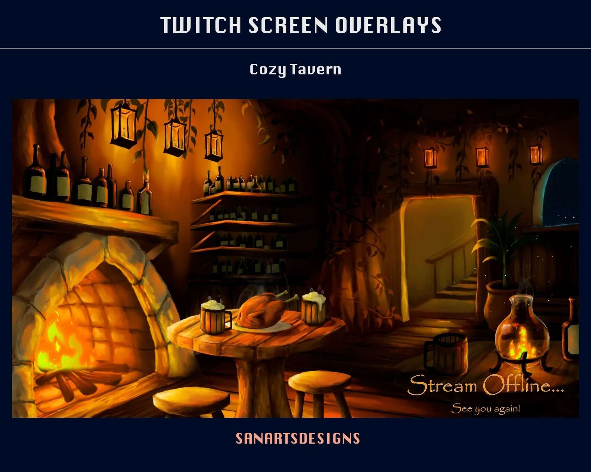 Animated Twitch Overlays Cozy Tavern - Overlay - Stream K-Arts