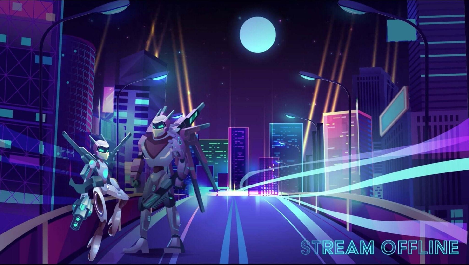 Animated Twitch Overlays Cyber City Robots - Overlay - Stream K-Arts