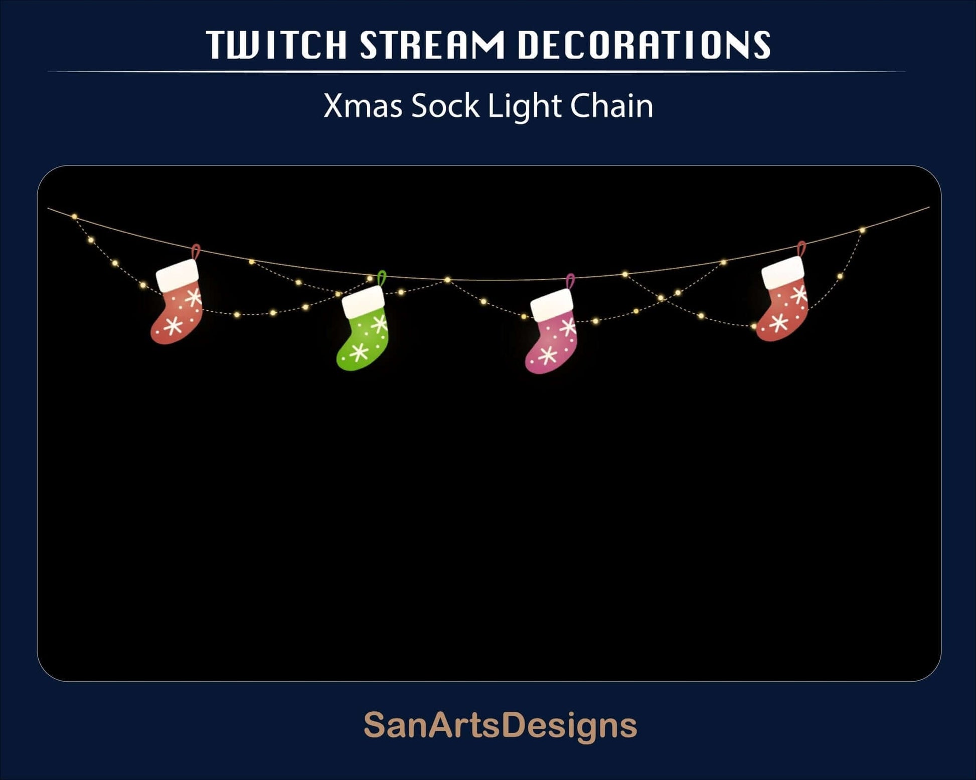 Christmas Cute Sock Light Chain Animated Stream Decorations - Decorations - Stream K-Arts