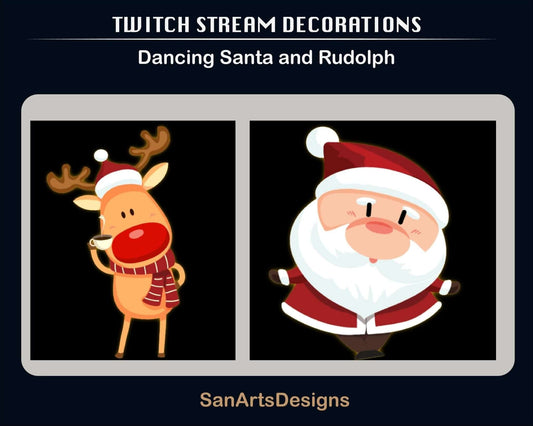 Christmas Dancing Santa Clause and Rudolph Animated Stream Decorations - Decorations - Stream K-Arts