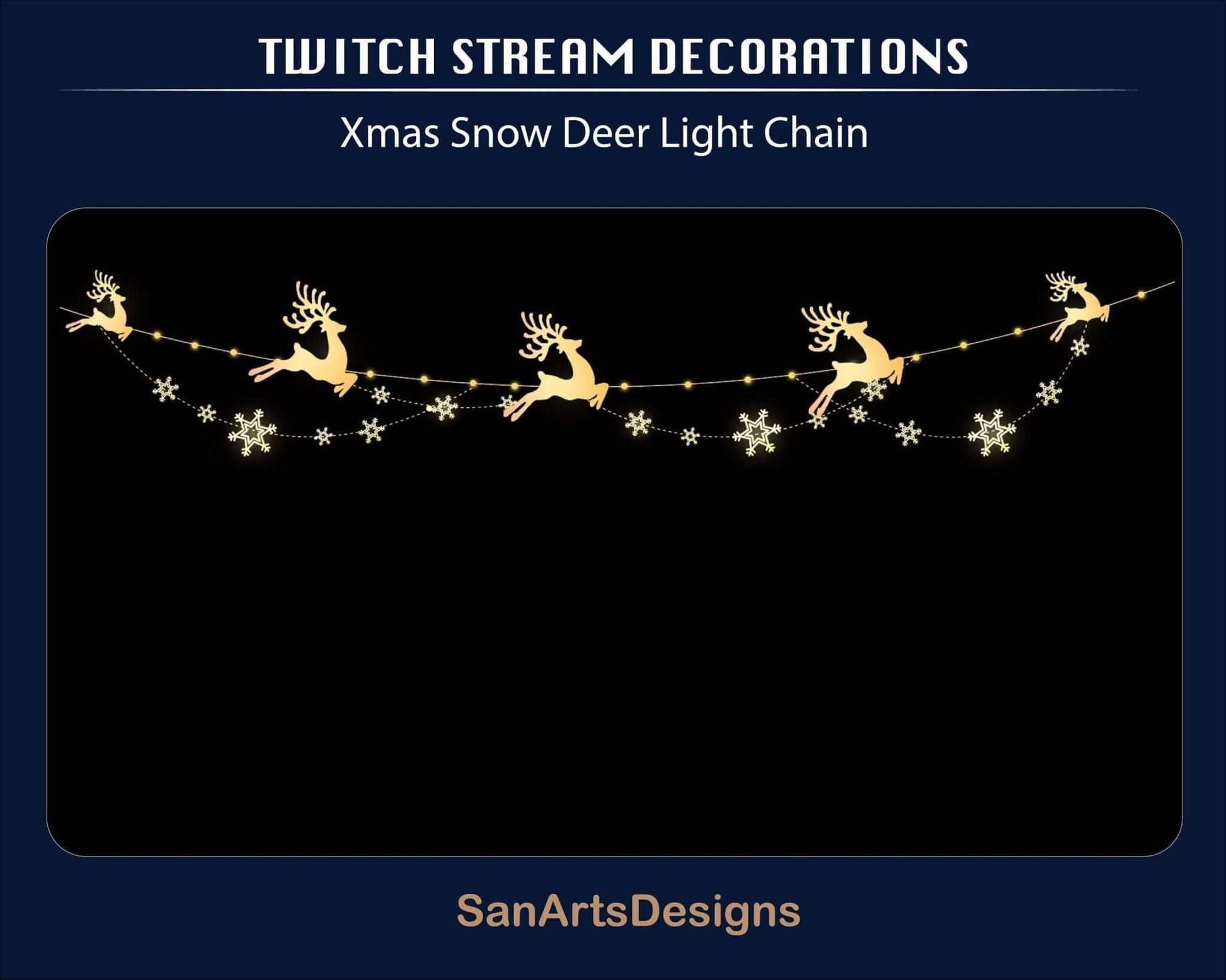 Christmas King Deer Light Chain Animated Stream Decorations - Decorations - Stream K-Arts