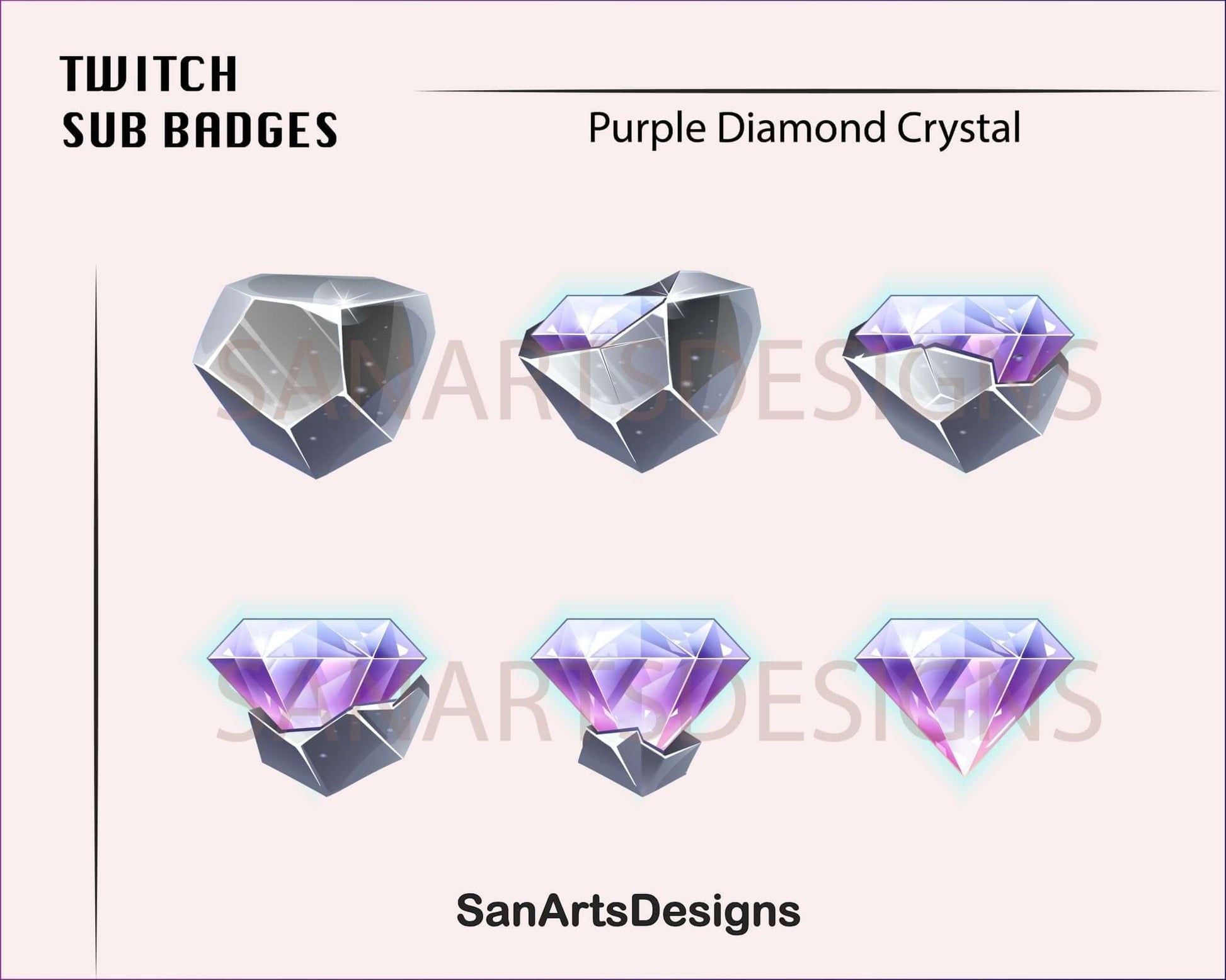 Crystal Diamond Twitch Sub Badges - Badges - Stream K-Arts