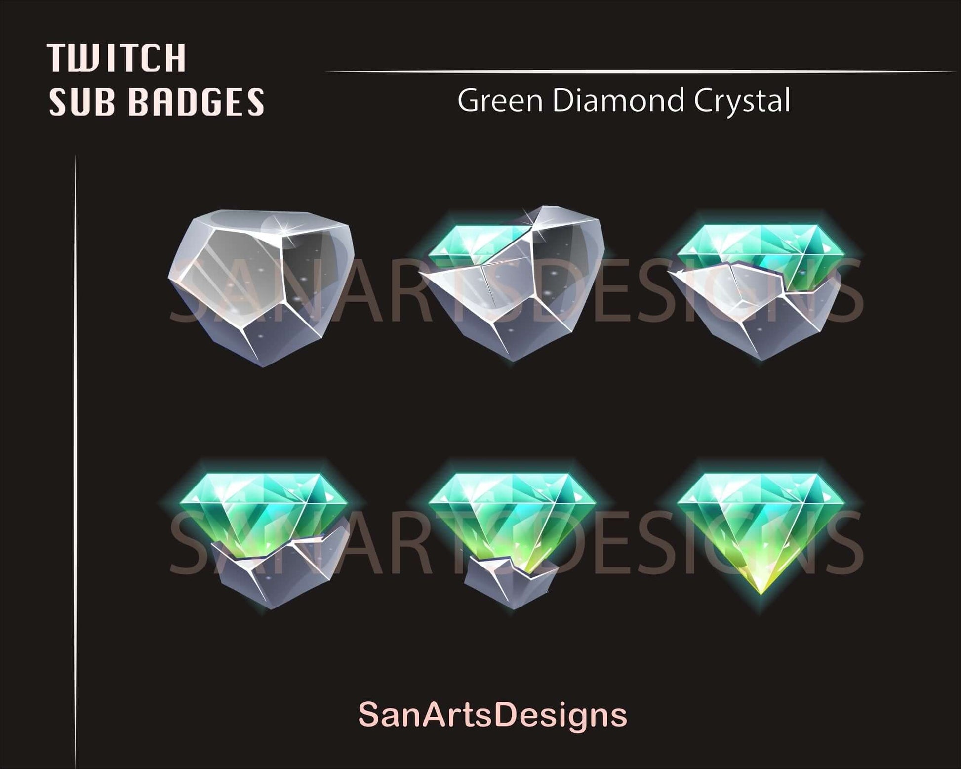 Crystal Diamond Twitch Sub Badges - Badges - Stream K-Arts