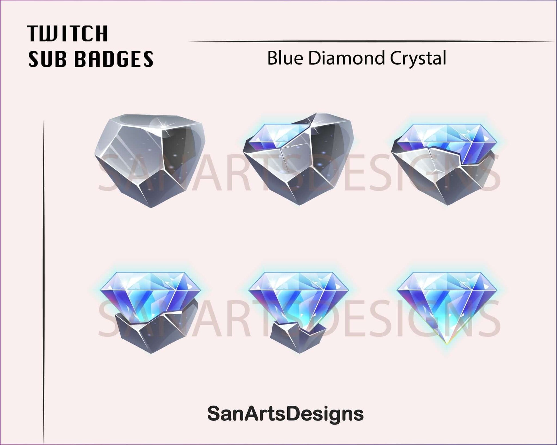 Crystal Diamond Twitch Sub Badges - Badges - Stream K-Arts