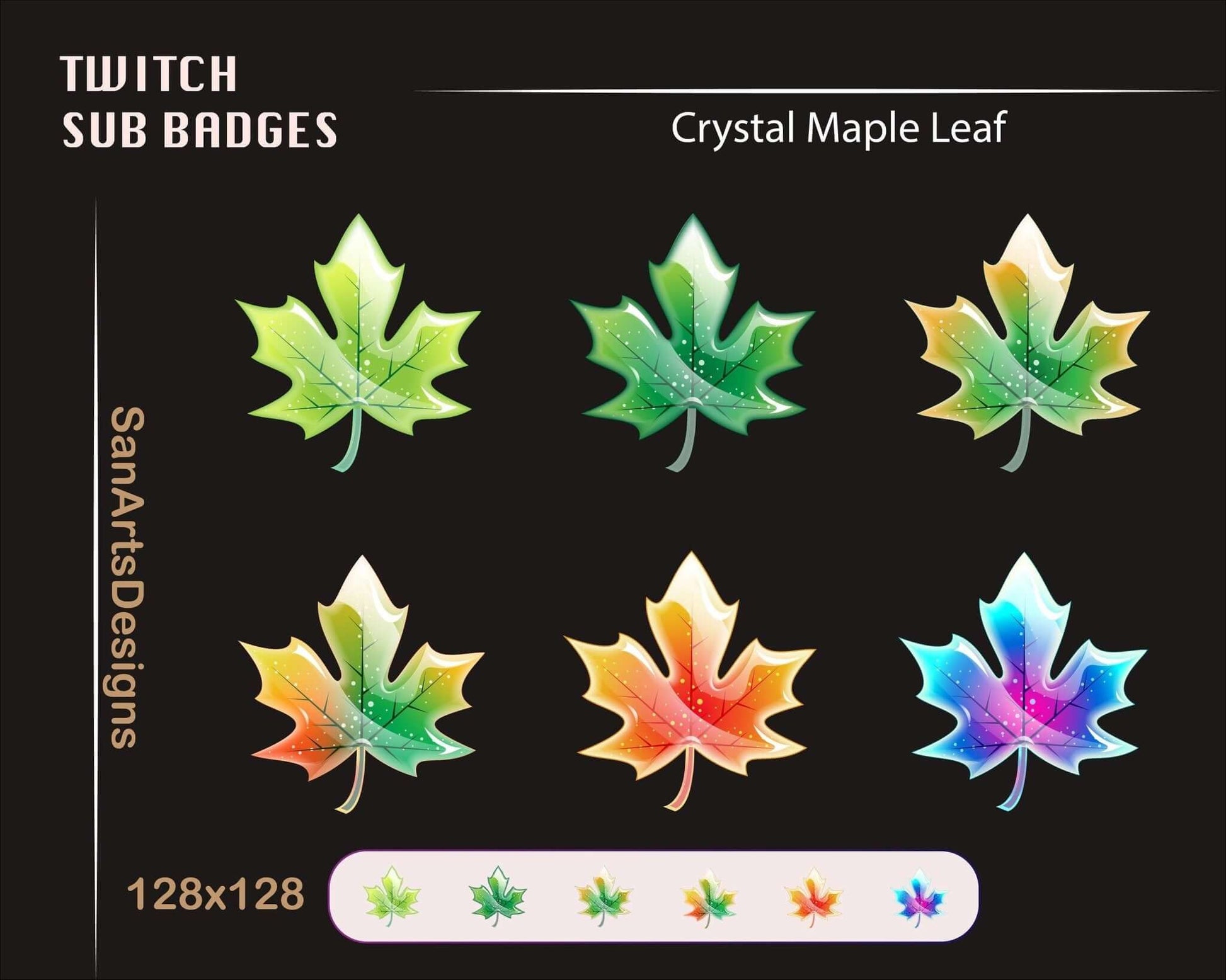 Crystal Maple Leaf Twitch Sub Badges - Badges - Stream K-Arts