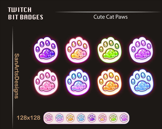 Cute Cat Paws Twitch Sub Bit Badges - BitBadges - Stream K-Arts