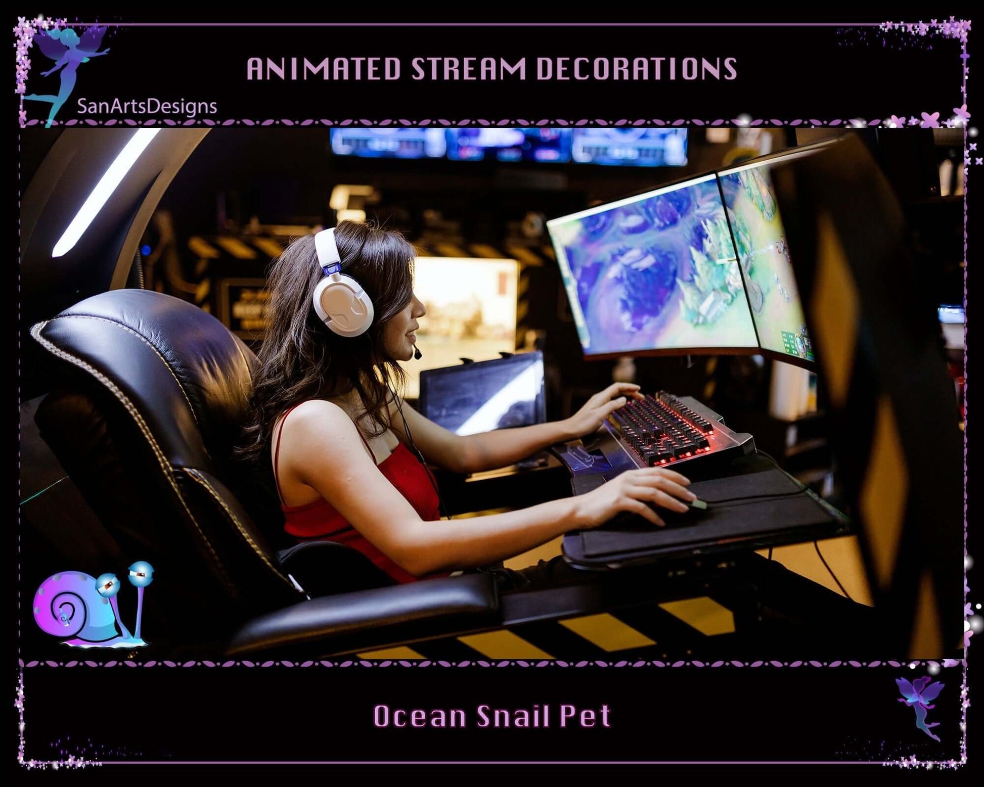 Cute Ocean Snail Pet Animated Stream Decoration - Decorations - Stream K-Arts