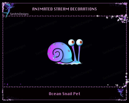 Cute Ocean Snail Pet Animated Stream Decoration - Decorations - Stream K-Arts