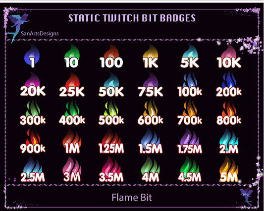 Flame Twitch Bit Badges - BitBadges - Stream K-Arts