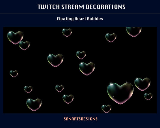 Floating Heart Bubbles Animated Stream Decoration - Decorations - Stream K-Arts