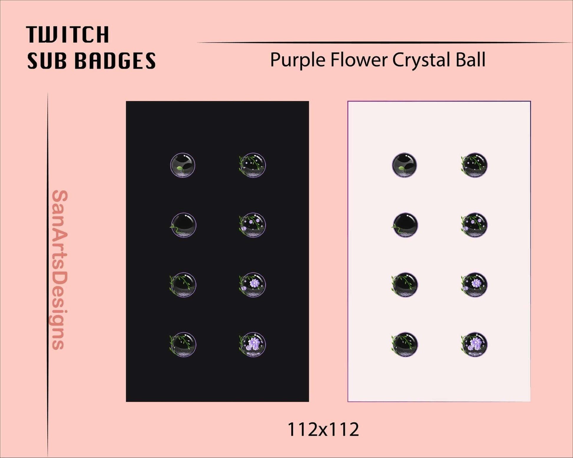 Flower Crystal Ball Twitch Sub Badges - Badges - Stream K-Arts