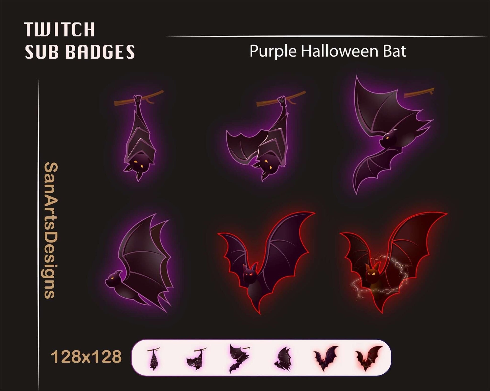 Halloween Devil Bat Twitch Sub Badges - Badges - Stream K-Arts