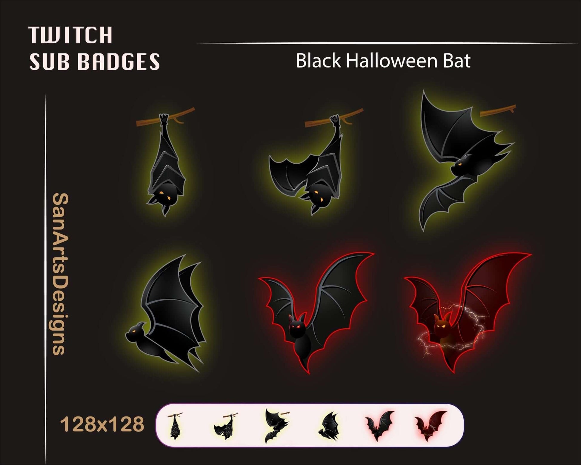 Halloween Devil Bat Twitch Sub Badges - Badges - Stream K-Arts