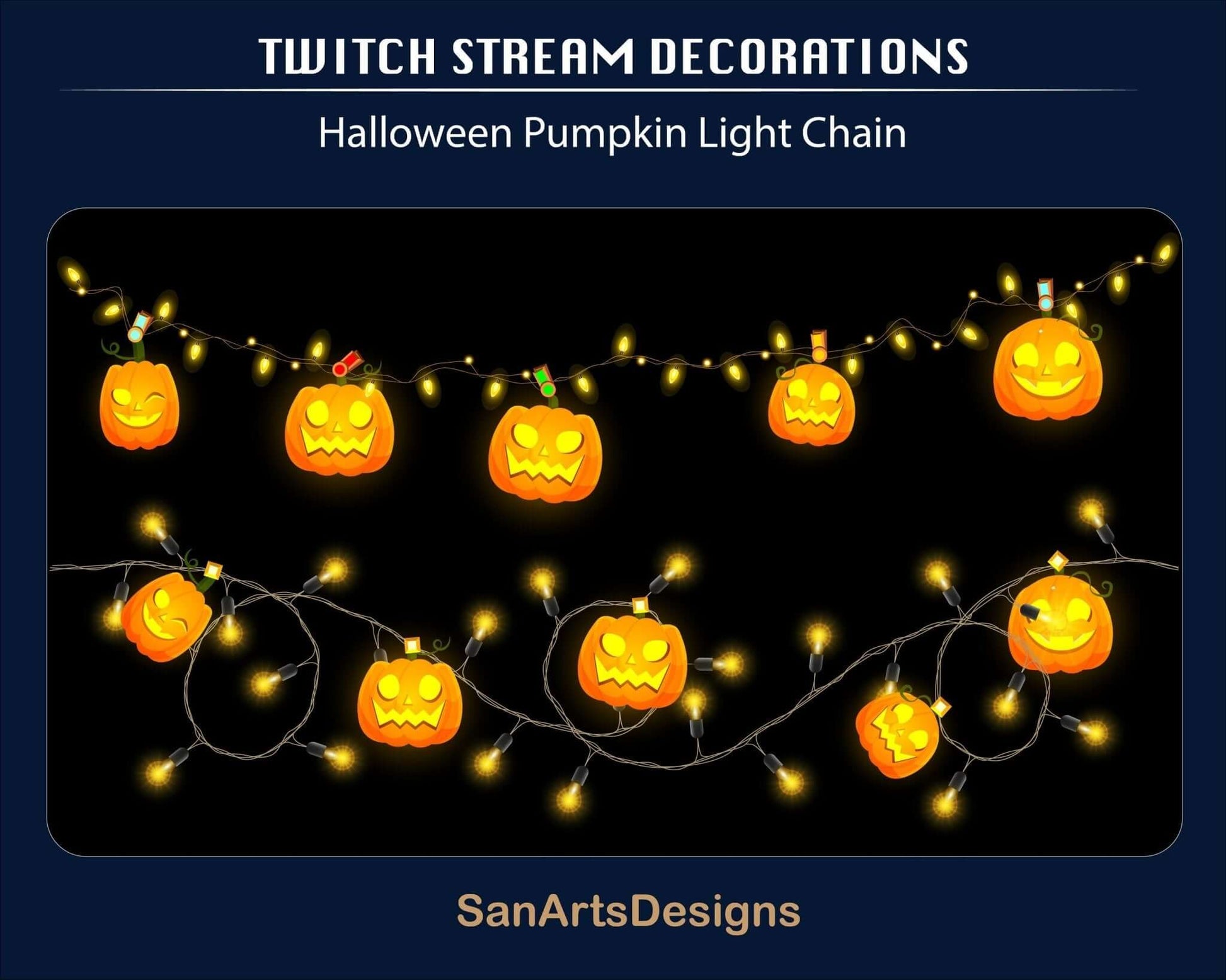 Halloween Pumpkin Light Chains Animated Stream Decorations - Decorations - Stream K-Arts