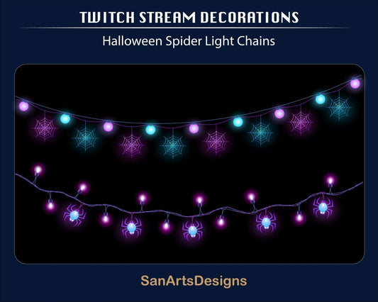 Halloween Spider Light Chains Animated Stream Decorations - Decorations - Stream K-Arts