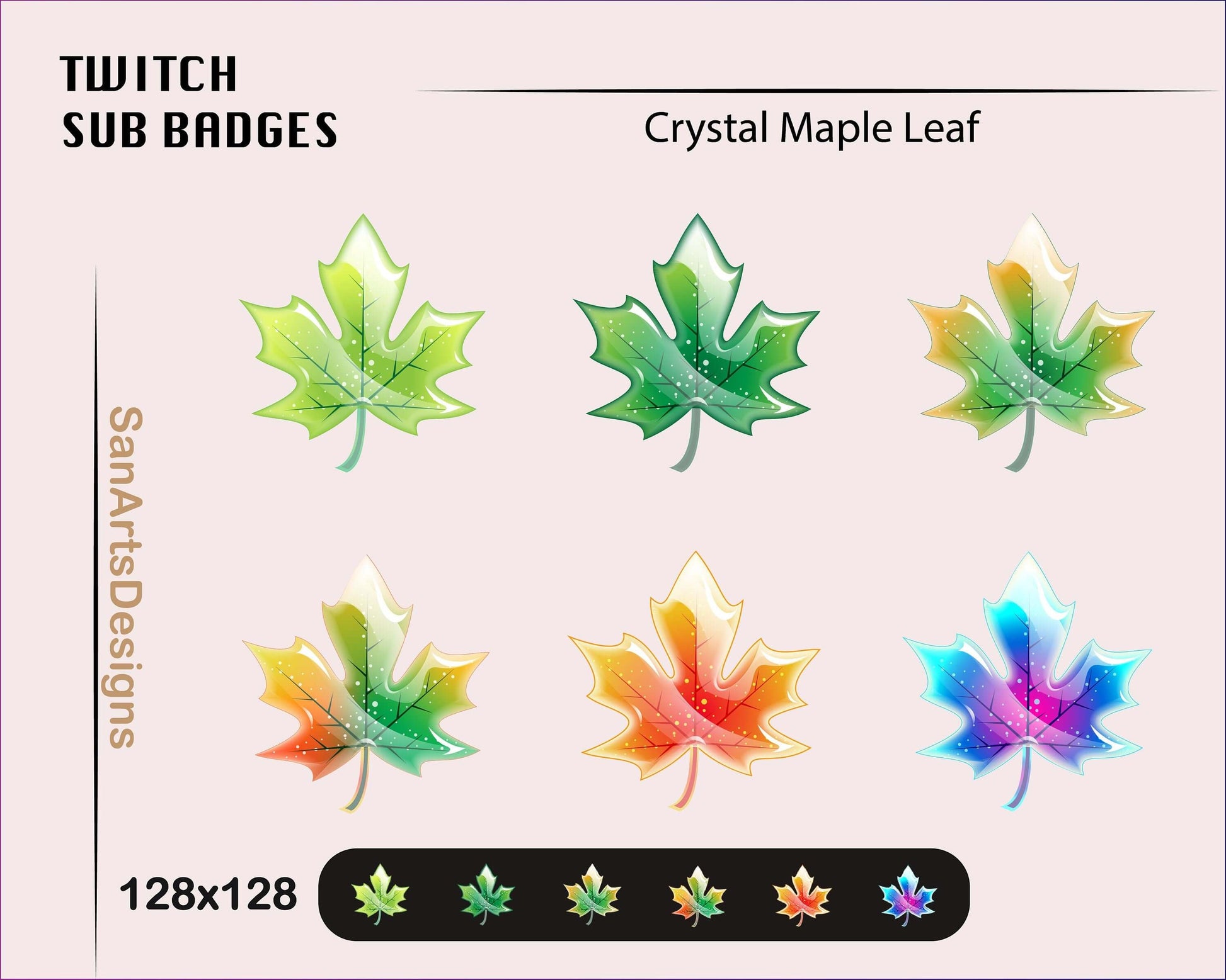 Crystal Maple Leaf Twitch Sub Badges - Badges - Stream K-Arts