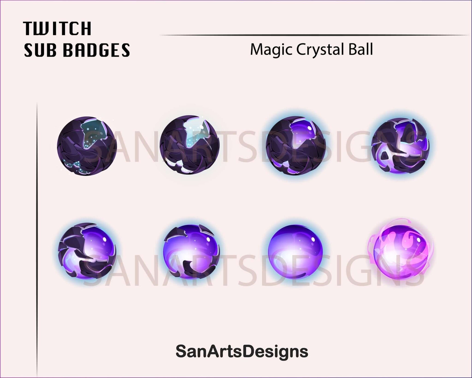 Magic Crystal Ball Twitch Sub Badges - Badges - Stream K-Arts