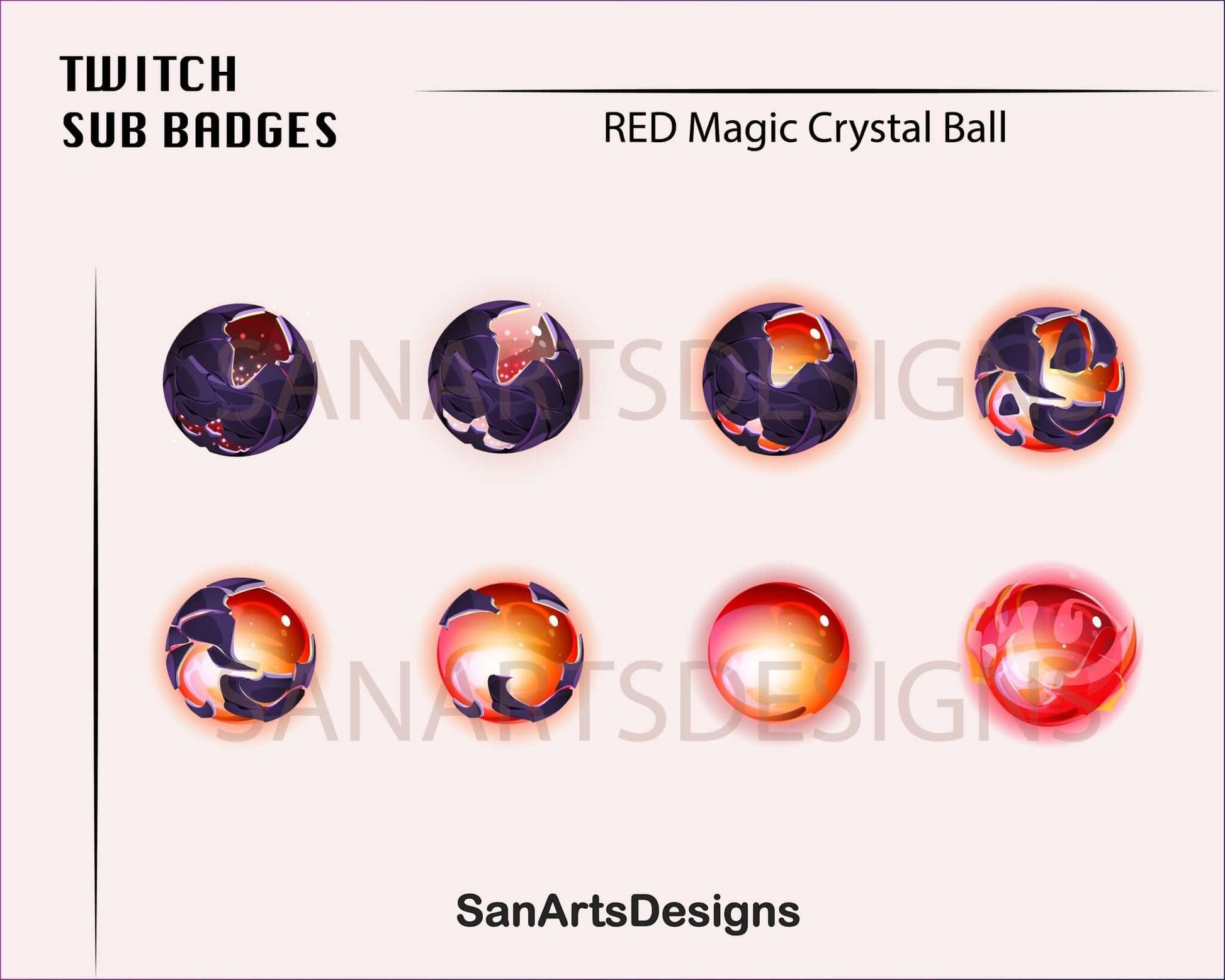 Magic Crystal Ball Twitch Sub Badges - Badges - Stream K-Arts