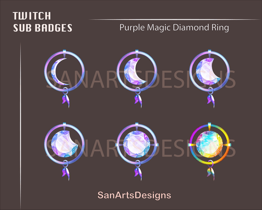 Magic Diamond Ring Twitch Sub Badges - Badges - Stream K-Arts