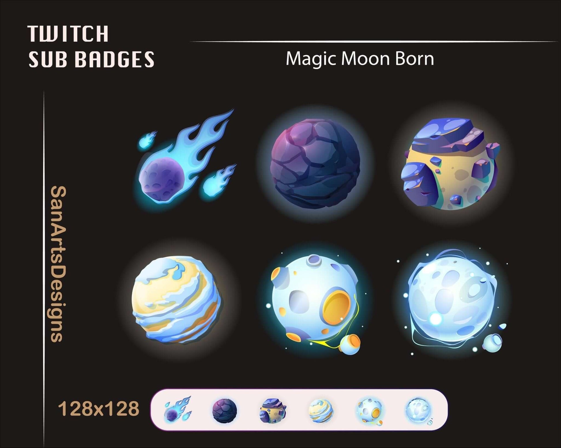 Magic Moon Born Twitch Sub Badges - Badges - Stream K-Arts