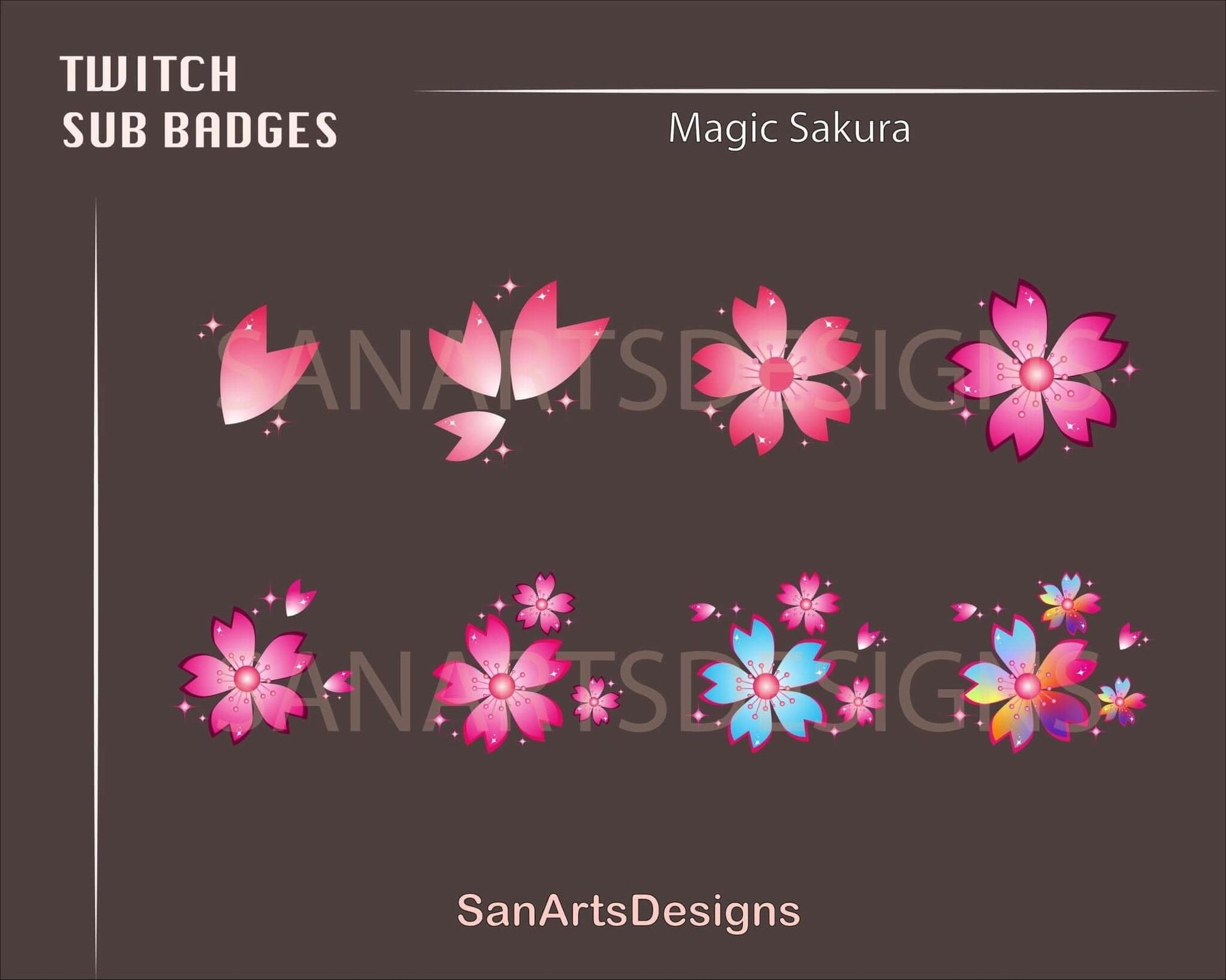 Magic Sakura Twitch Sub Badges - Badges - Stream K-Arts