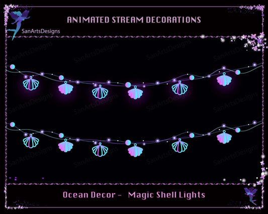 Magic Sea Shell Light Chains Animated Twitch Stream Decorations - Decorations - Stream K-Arts