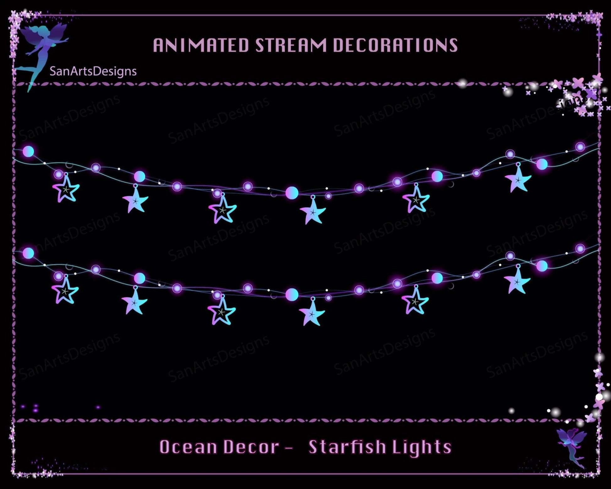 Magic Starfish Light Chains Animated Twitch Stream Decorations - Decorations - Stream K-Arts