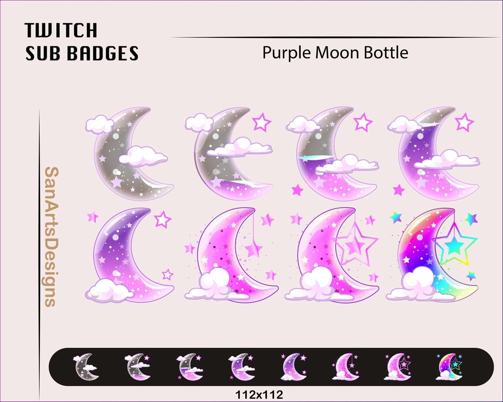 Moon Bottle Twitch Sub Badges - Badges - Stream K-Arts