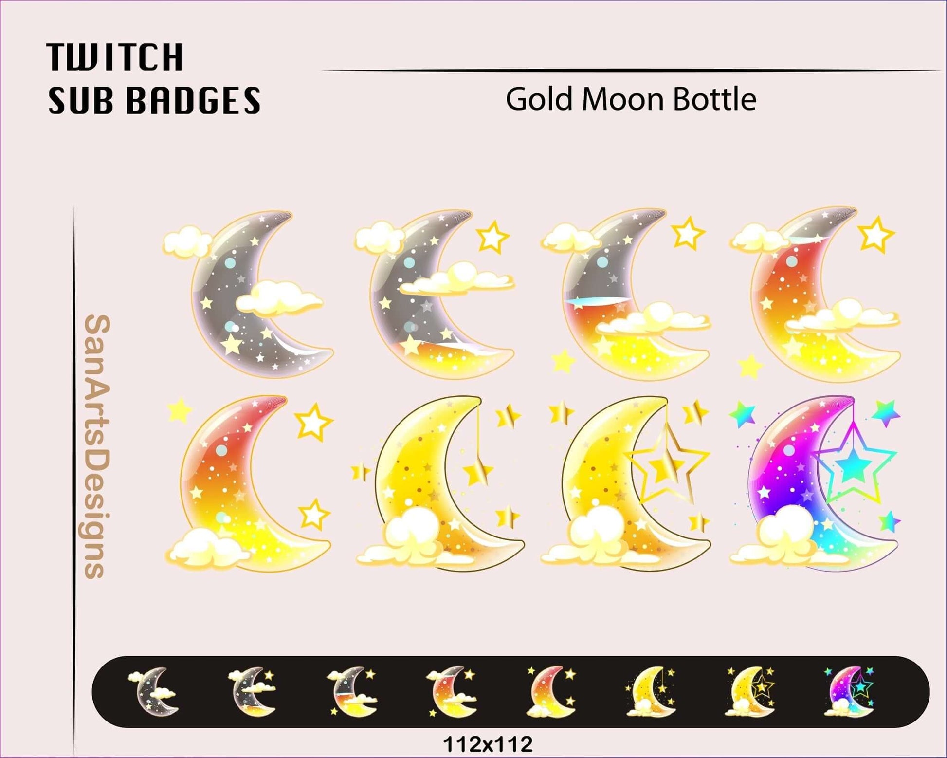 Moon Bottle Twitch Sub Badges - Badges - Stream K-Arts
