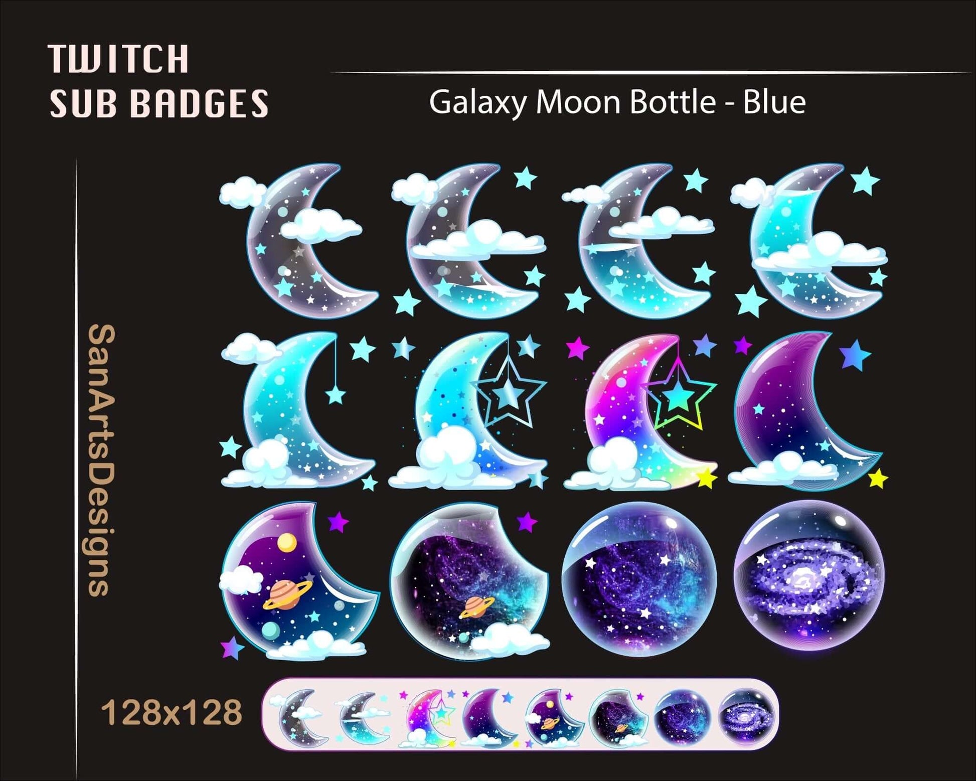 Moon Galaxy Bottle Twitch Sub Badges - Badges - Stream K-Arts