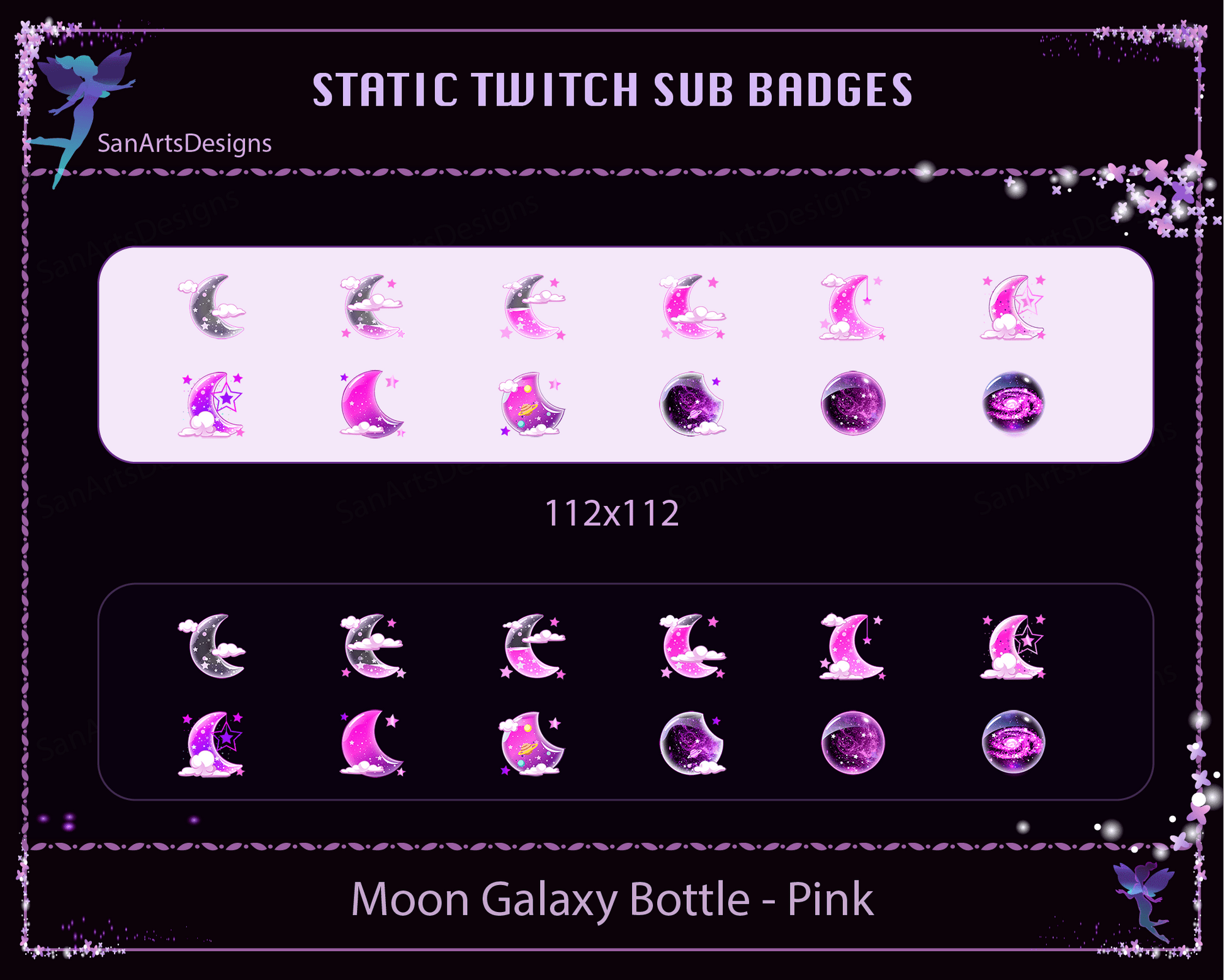 Moon Galaxy Bottle Twitch Sub Badges - SubBadges - Stream K-Arts
