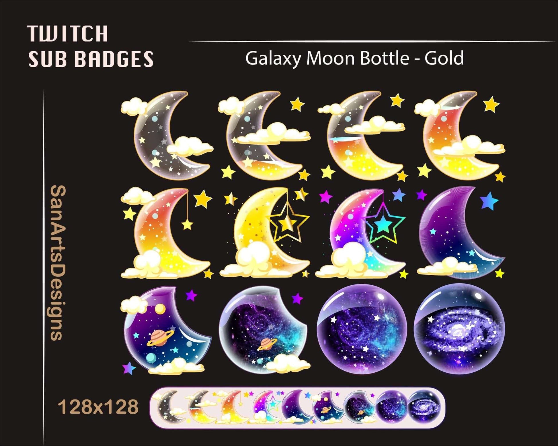 Moon Galaxy Bottle Twitch Sub Badges - Badges - Stream K-Arts