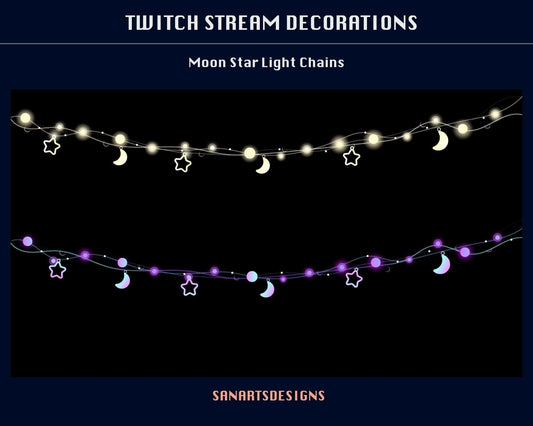 Moon Star Light Chains Animated Stream Decorations - Decorations - Stream K-Arts