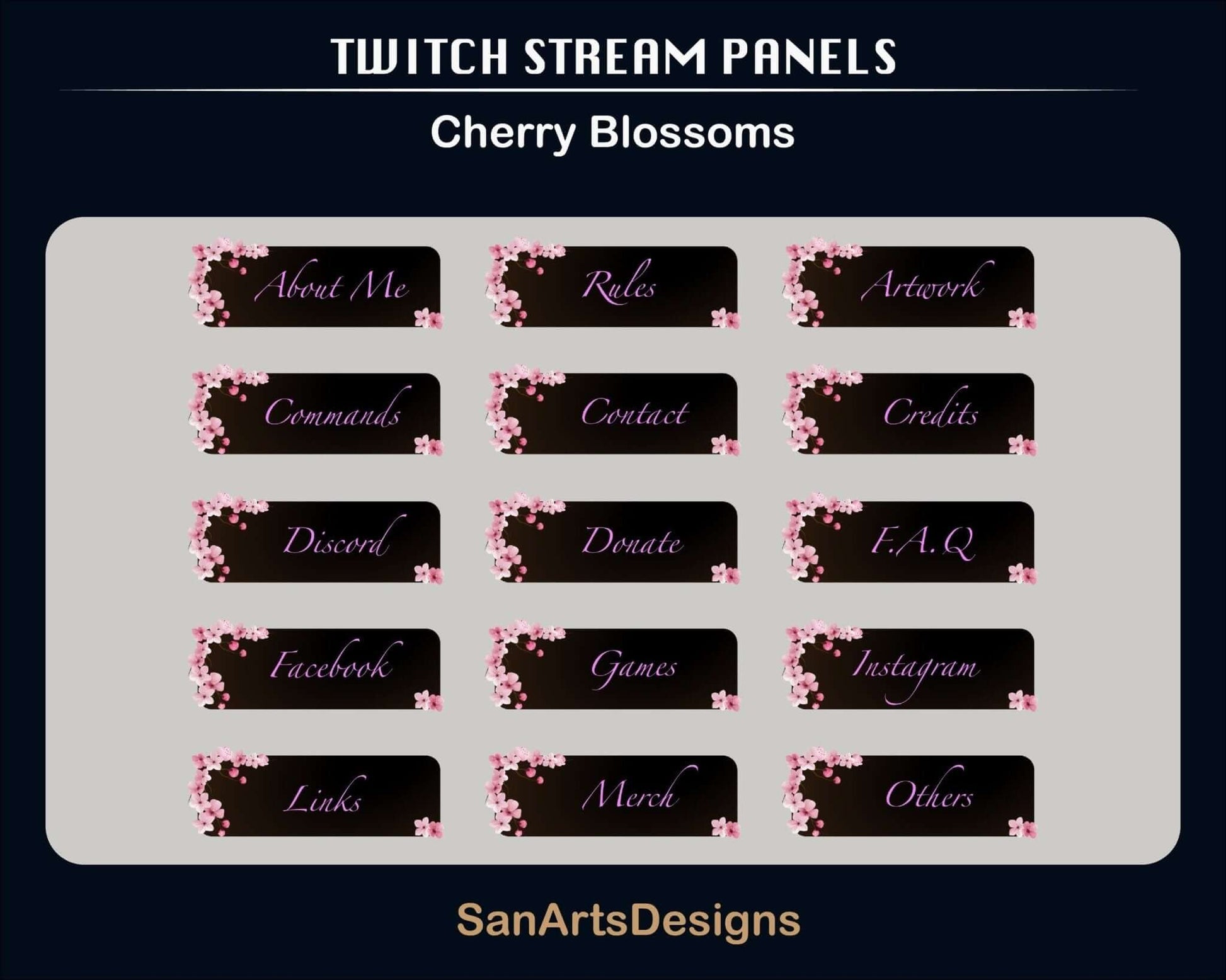 Night Sakura Static Twitch Panels - Panel - Stream K-Arts