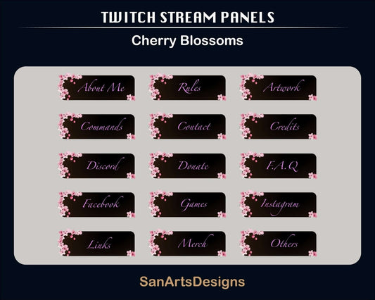 Night Sakura Static Twitch Panels - Panel - Stream K-Arts