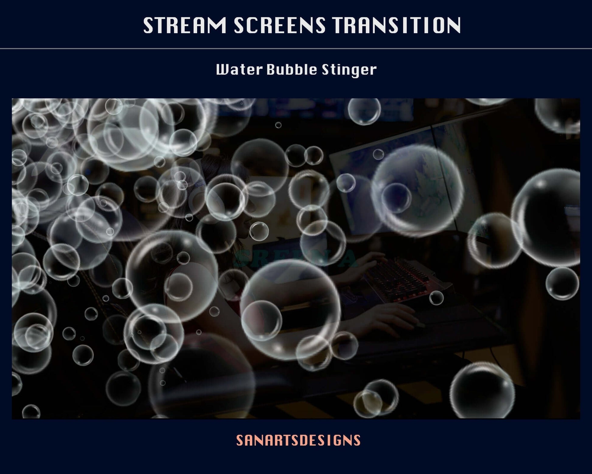 Ocean White Bubbles Twitch Stream Scenes Transition - Transition - Stream K-Arts