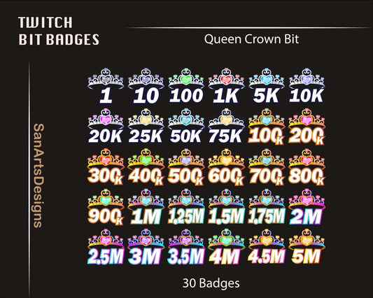 Queen Crown Twitch Bit Badges - BitBadges - Stream K-Arts