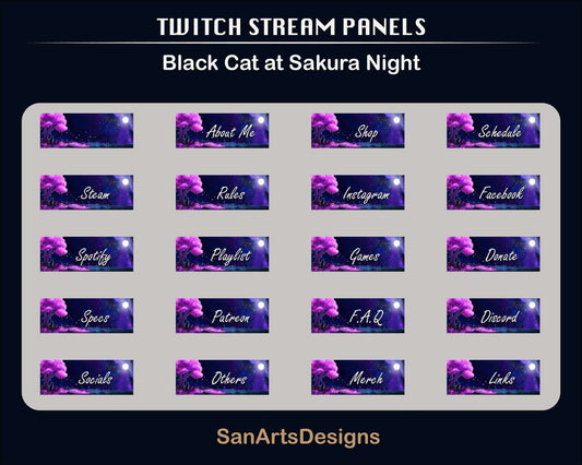 Sakura Night Static Twitch Panels - Panel - Stream K-Arts