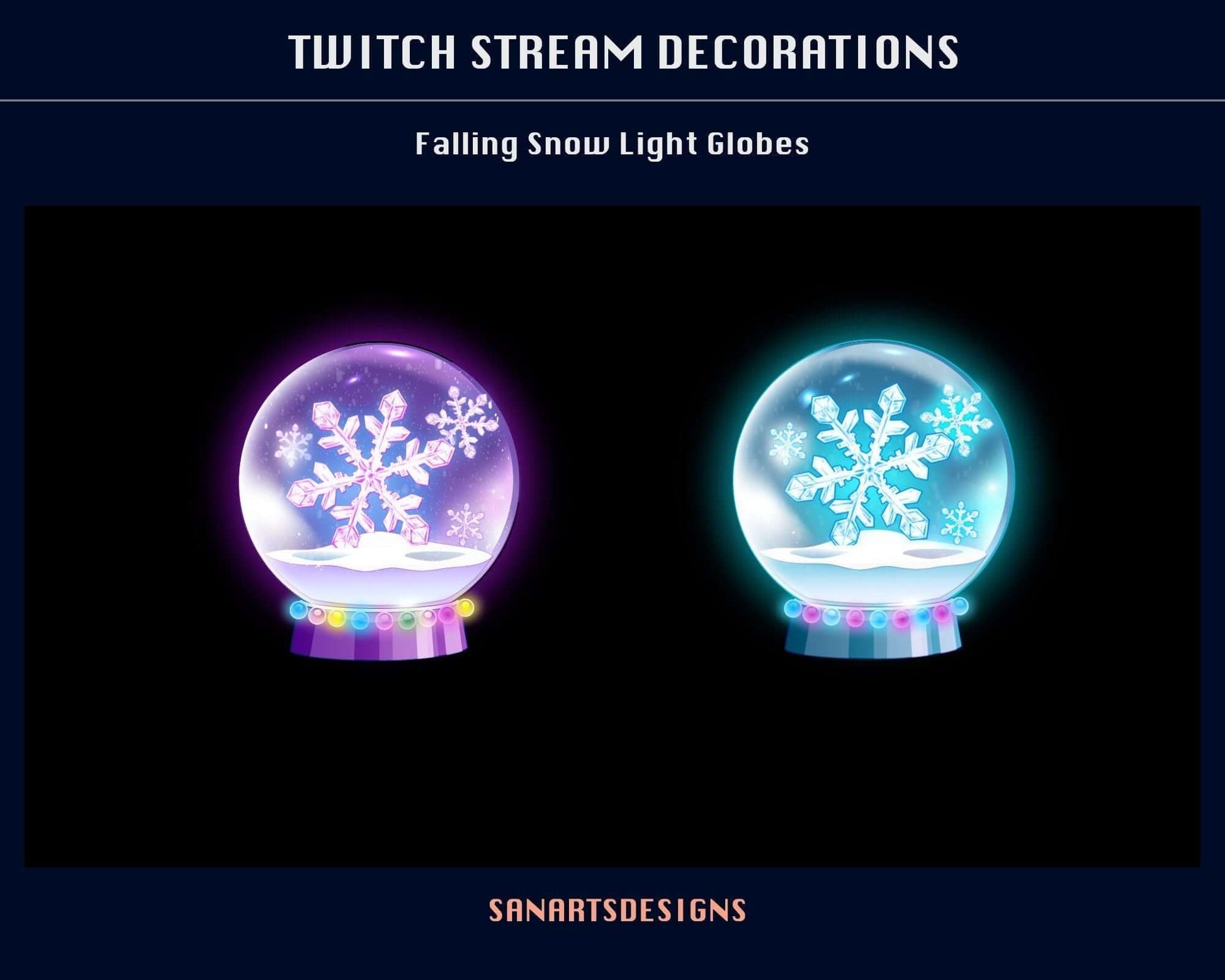 Snowflake Light Globes Animated Stream Decorations - Decorations - Stream K-Arts