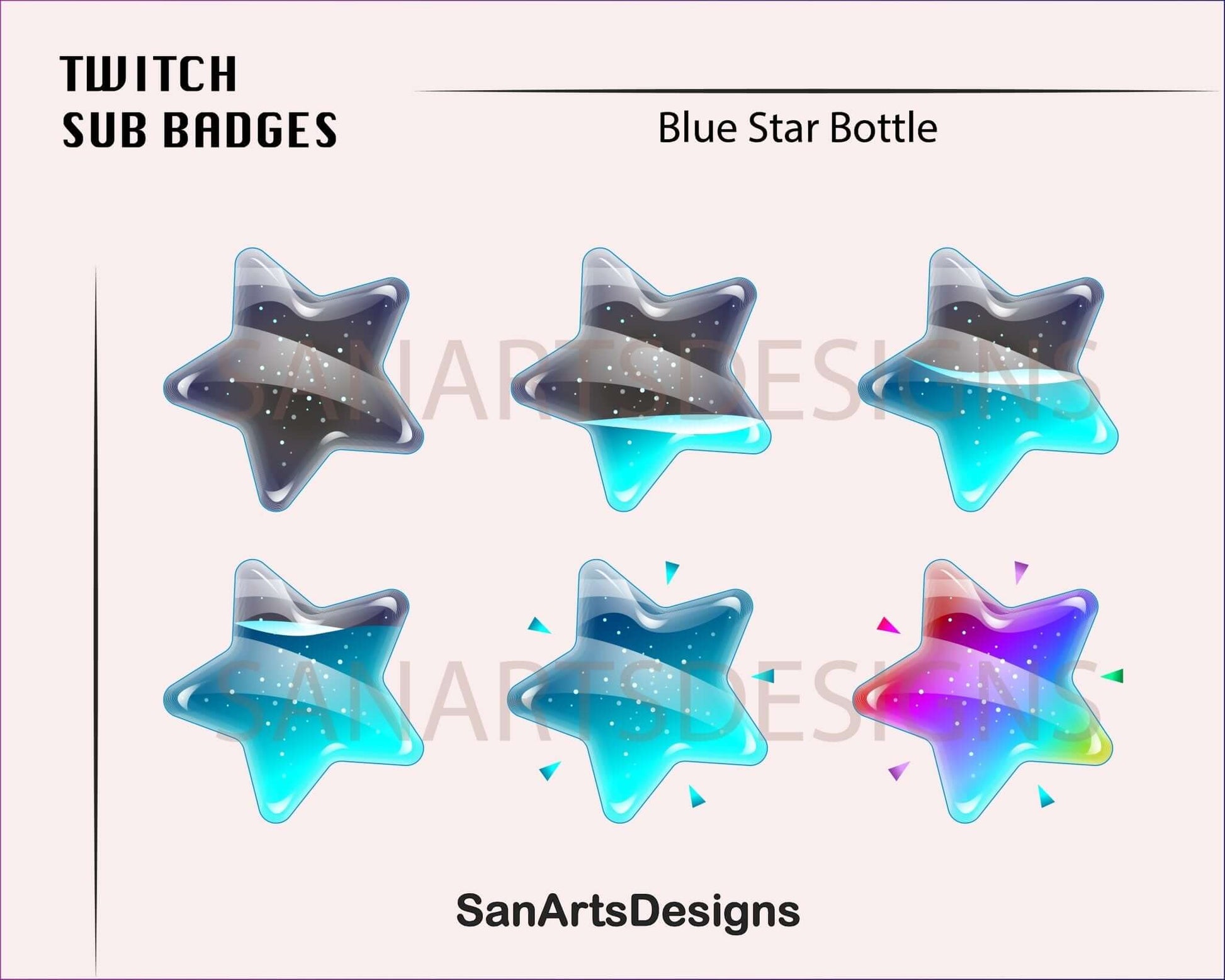 Star Bottle Twitch Sub Badges - Badges - Stream K-Arts