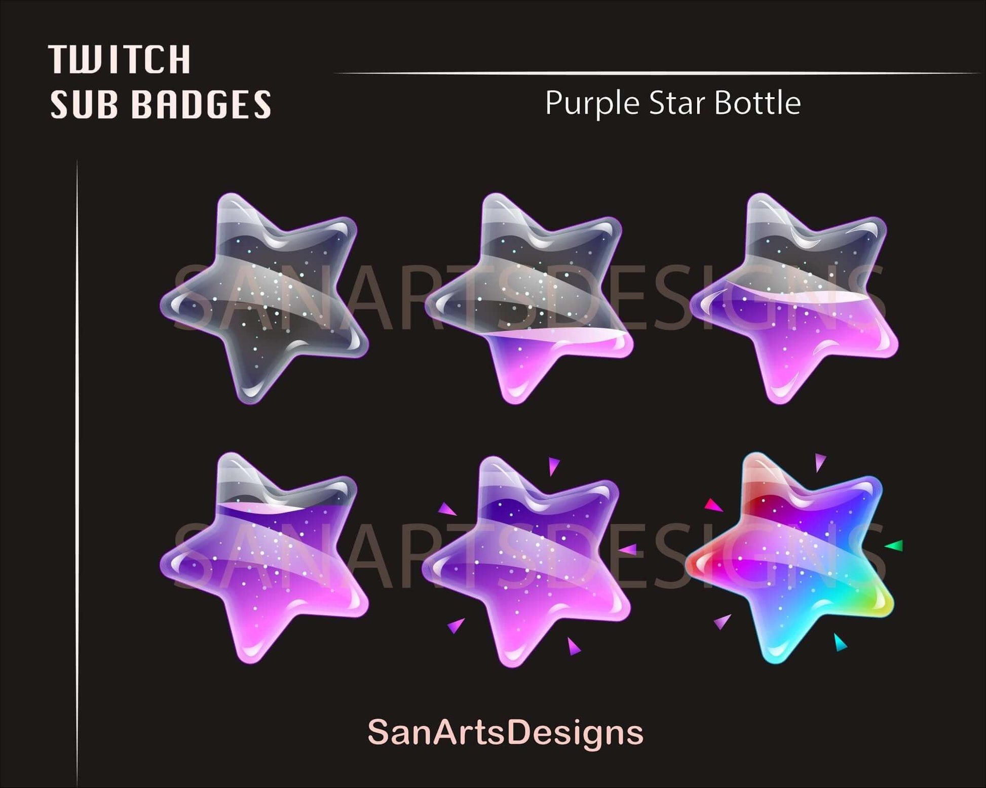 Star Bottle Twitch Sub Badges - Badges - Stream K-Arts