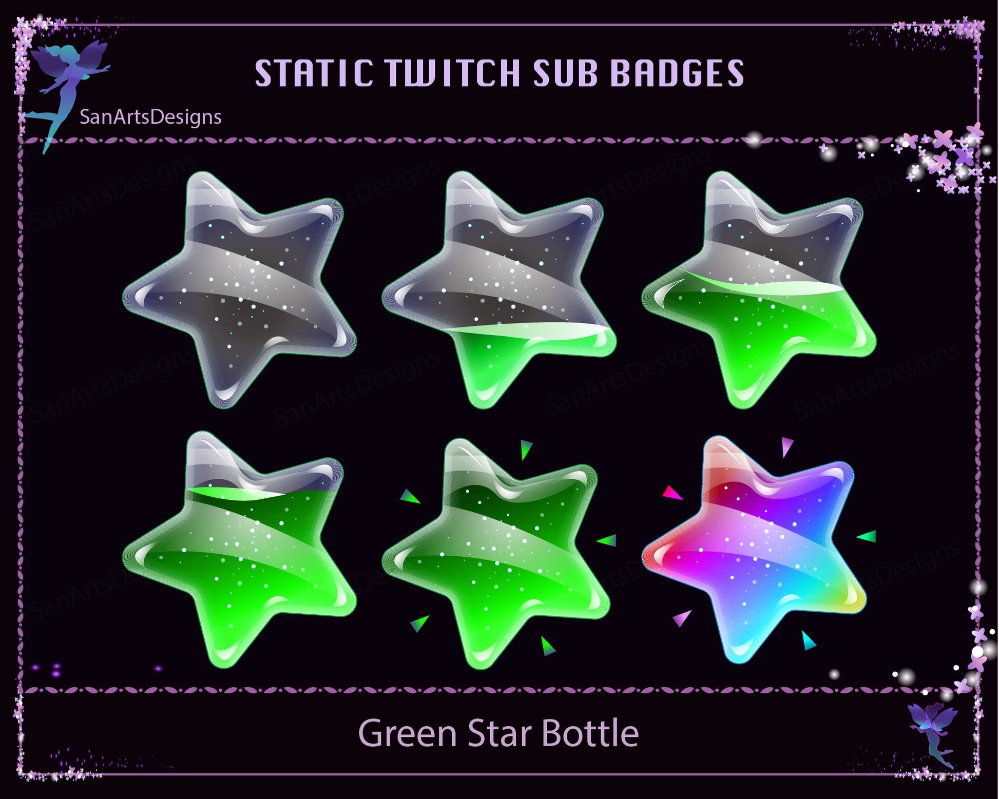 Star Bottle Twitch Sub Badges - SubBadges - Stream K-Arts