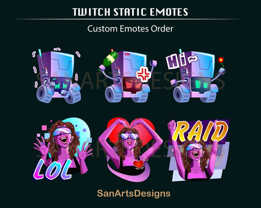 Static Custom Twitch Emotes - Badges - Stream K-Arts